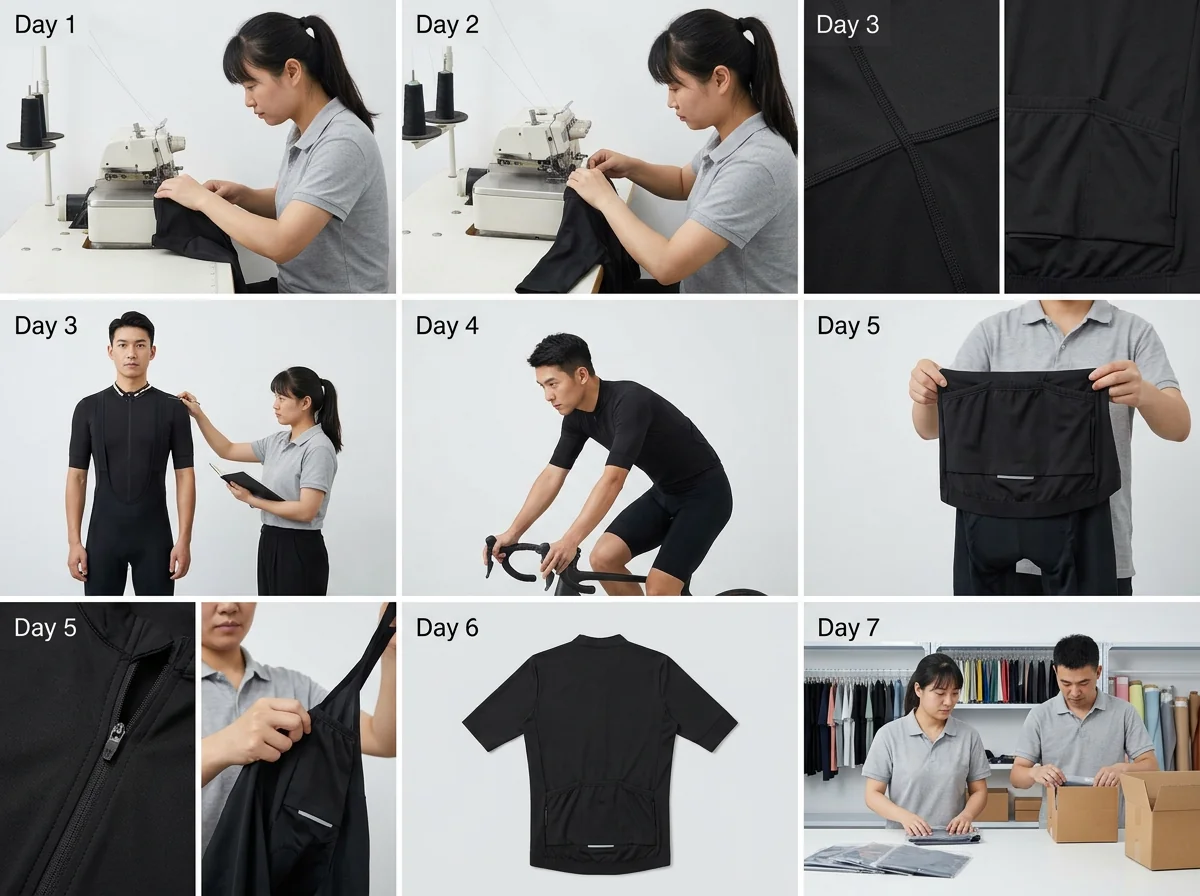 7-day sampling of cycling jersey prototype