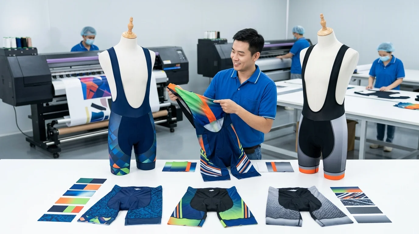 Custom cycling bib shorts sublimation design palette