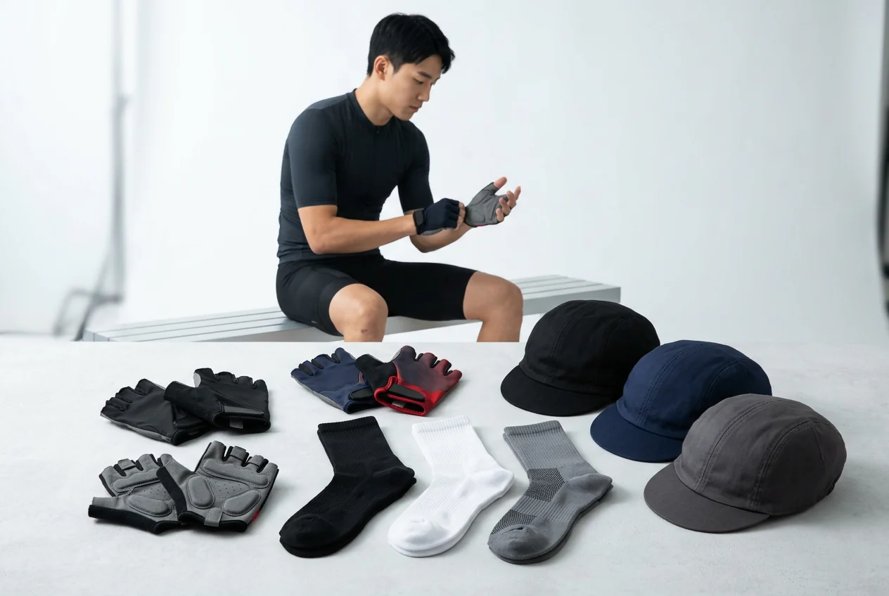 Cycling accessories gloves socks caps