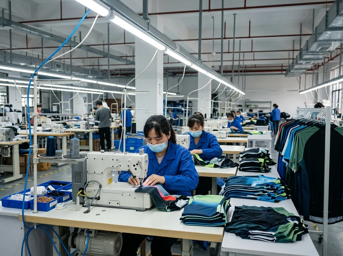 Cycling apparel sewing production line