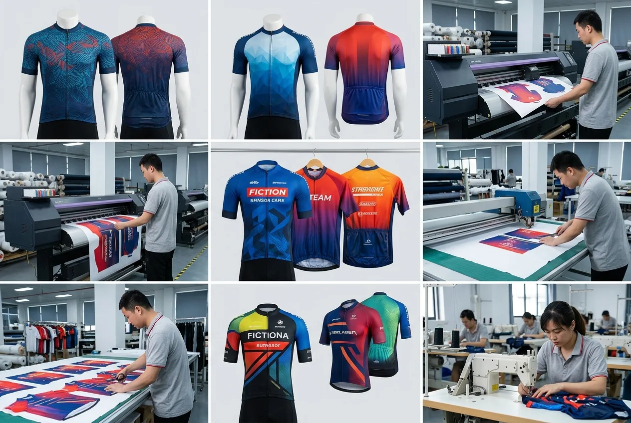 Custom cycling jerseys with sublimation printing