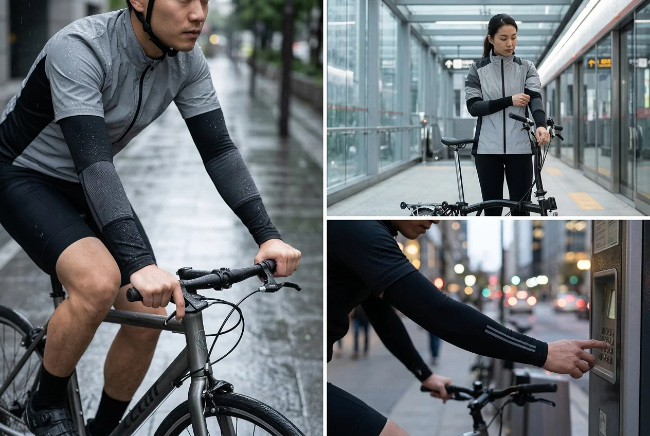 Urban commuter cycling arm warmers