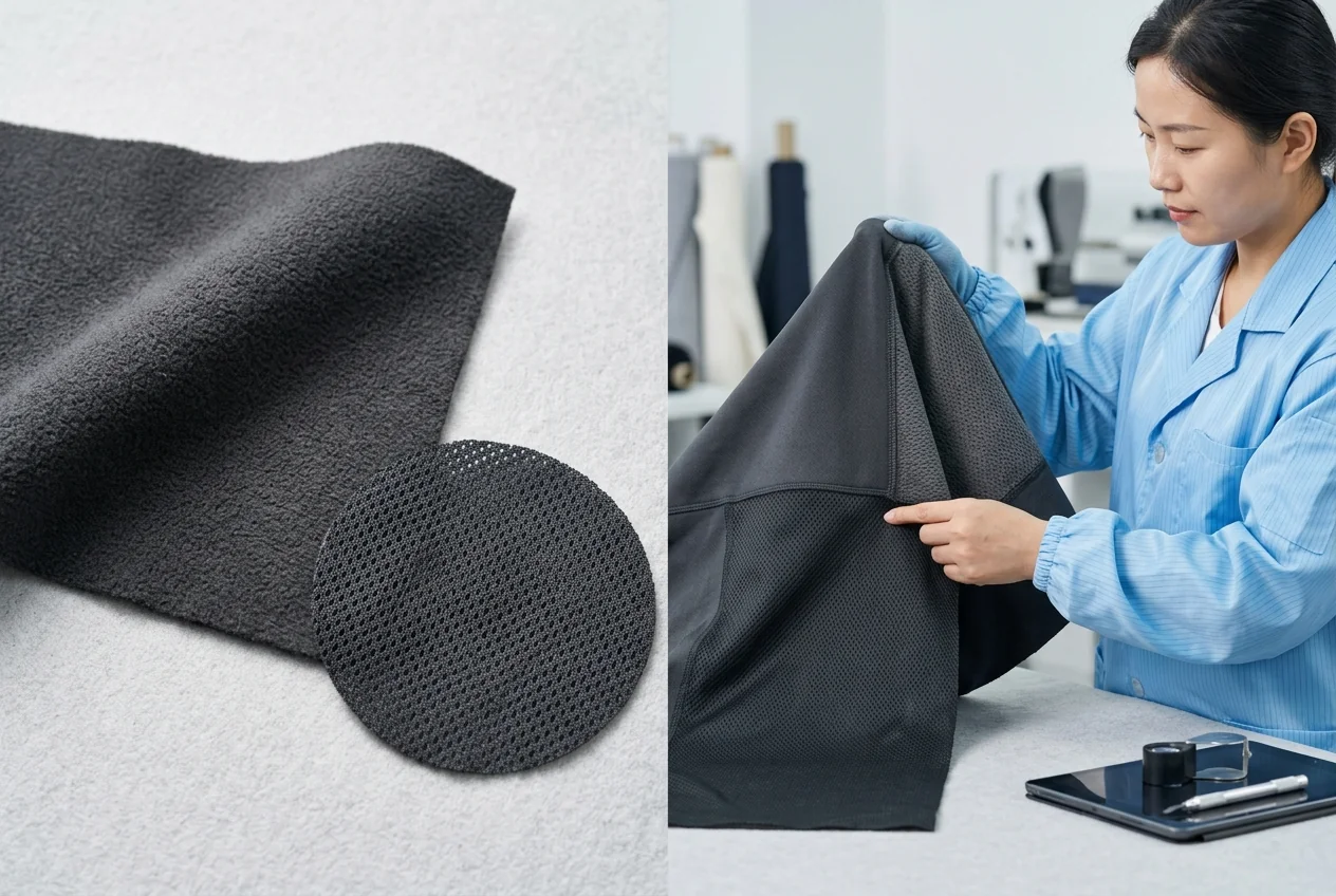 Wind-block thermal and fleece fabric for winter cycling