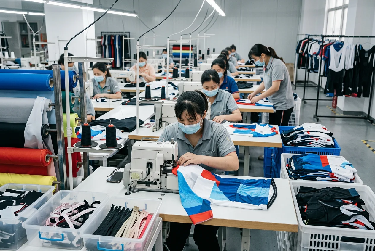Cycling apparel factory production line