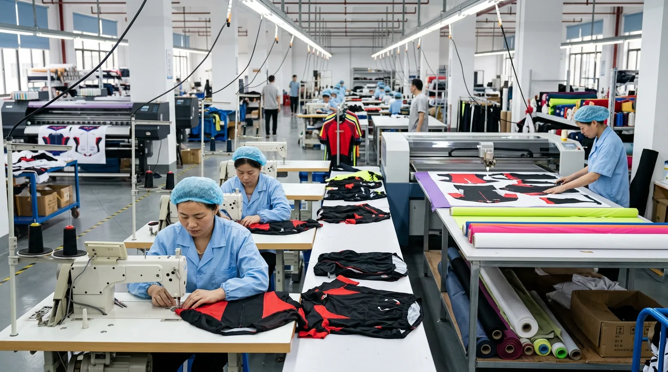 In-house cutting sewing printing cycling apparel factory