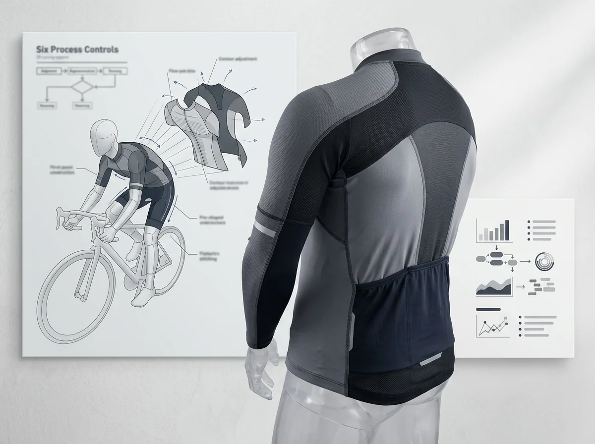 3D cut and ergonomic drape for cycling jersey