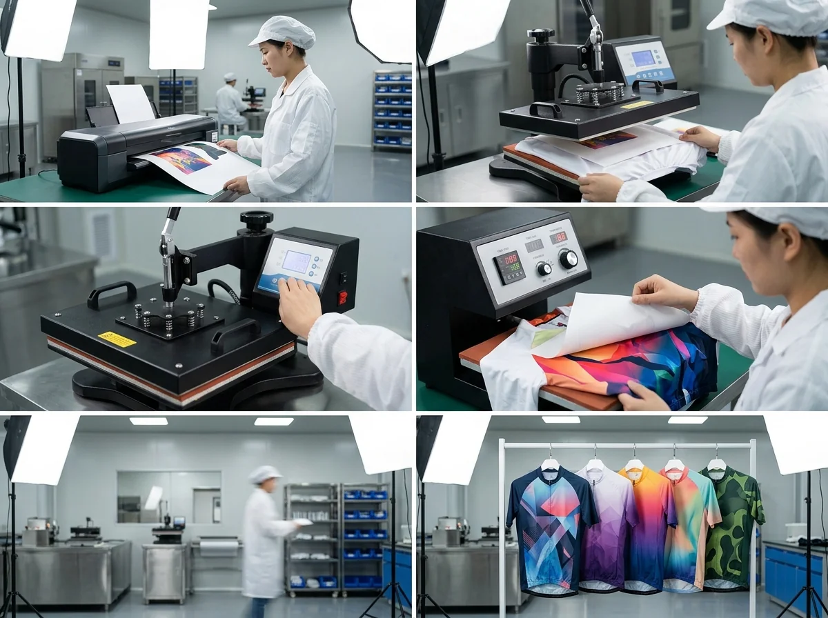 Sublimation print and heat transfer on cycling jersey