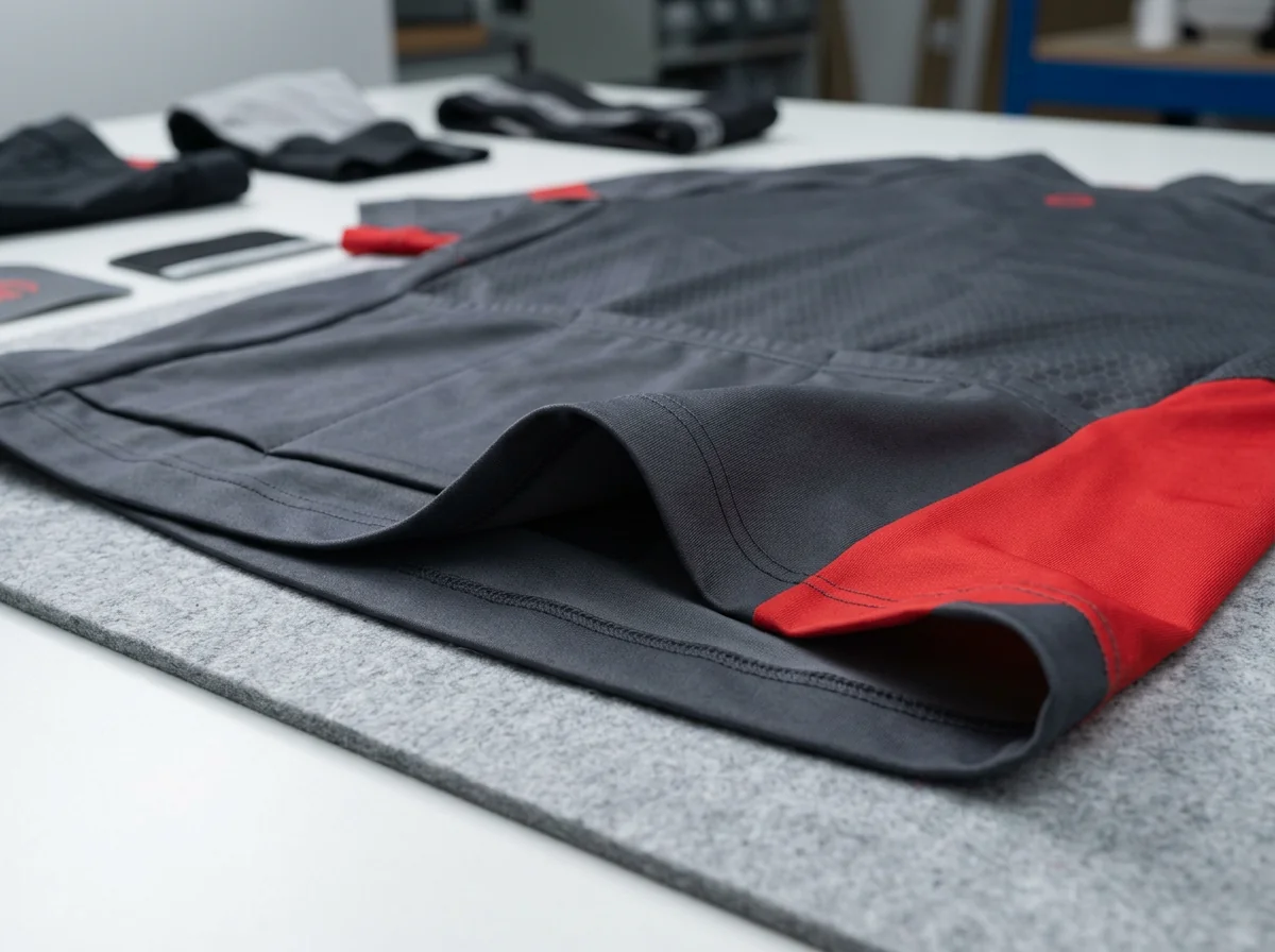 Seamless bonded seams on cycling jersey