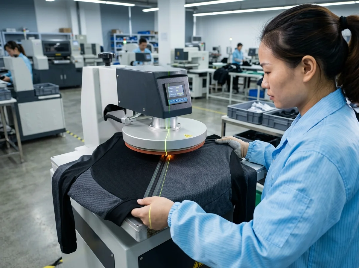 Trim bonding heat-press zipper on cycling jersey