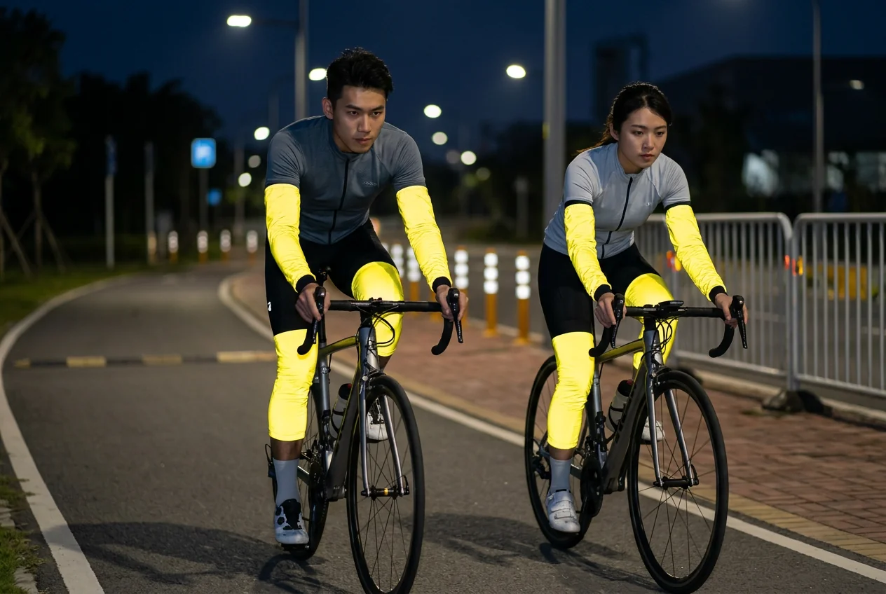 Night cycling reflective warmers high visibility