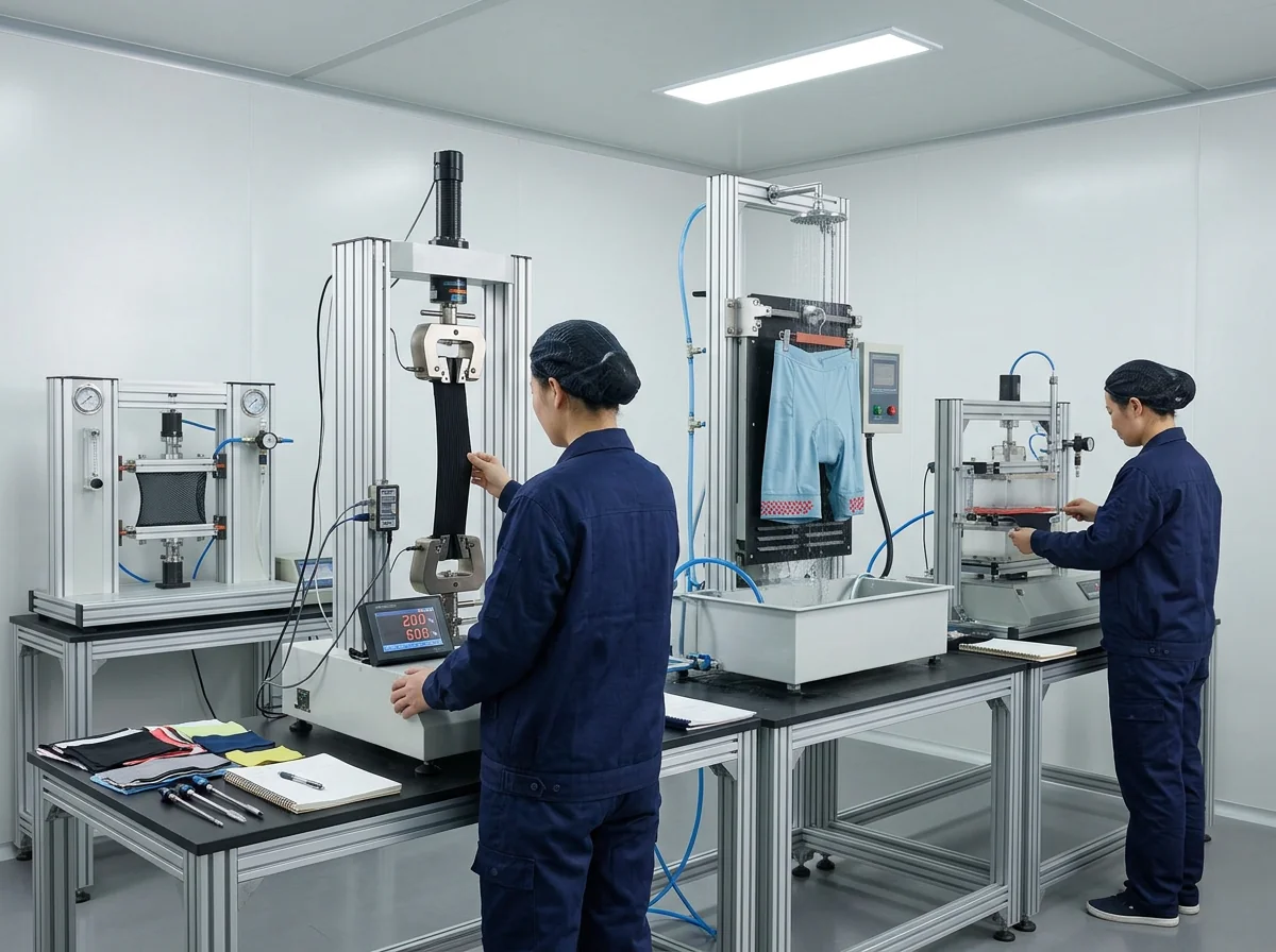 Functional testing rig for stretch recovery wash resistance anti-slip breathability